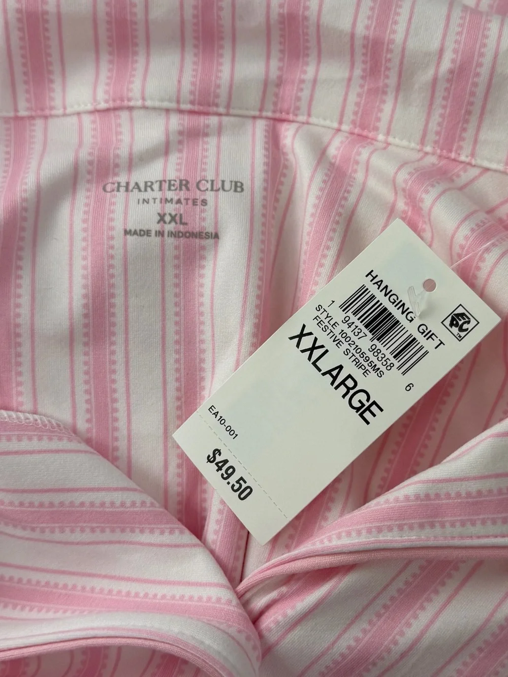 Charter Club Nightgown Womens XXL Pink White Long Sleeve Sleep Shirt Pajamas NWT